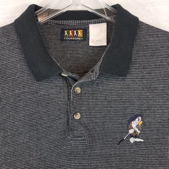 Vintage FOURSOME Golf Shirt Extra Large US XL Polo Disney Grumpy Black White - Picture 4 of 9